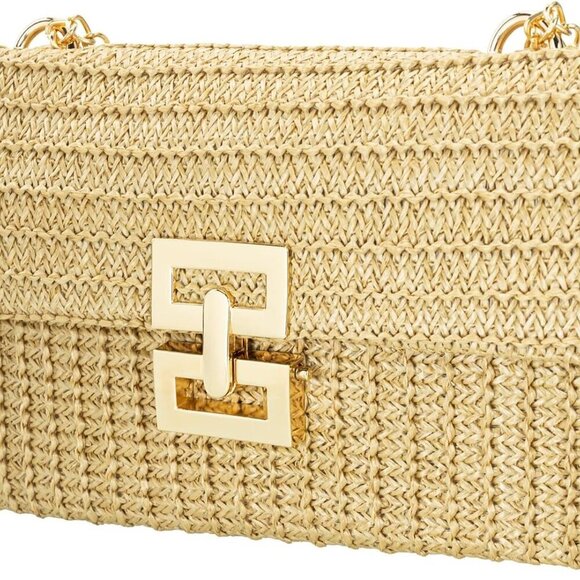 Straw Clutch Purse for Women, Woven Handbag Summer Beach Rattan Crossbody Envelo - Picture 4 of 6